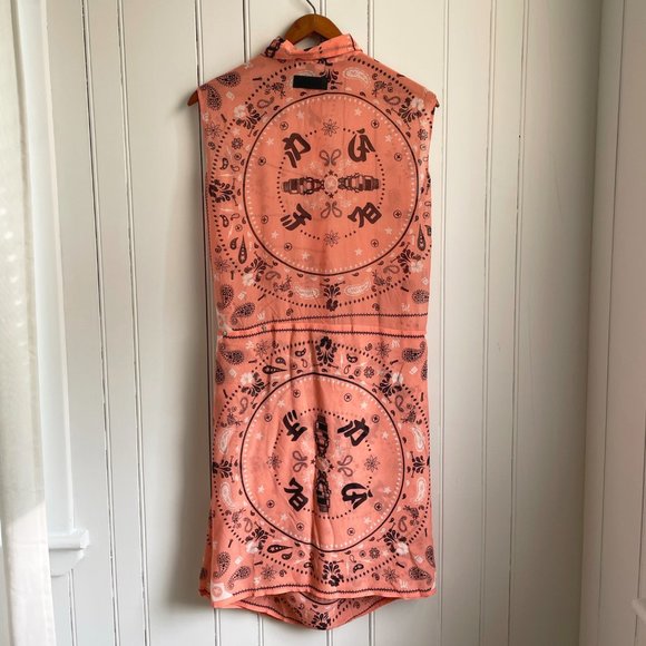Diesel Sleeveless Peach Color Dress with Black Paisley and Screw Print - Size M - Picture 7 of 10